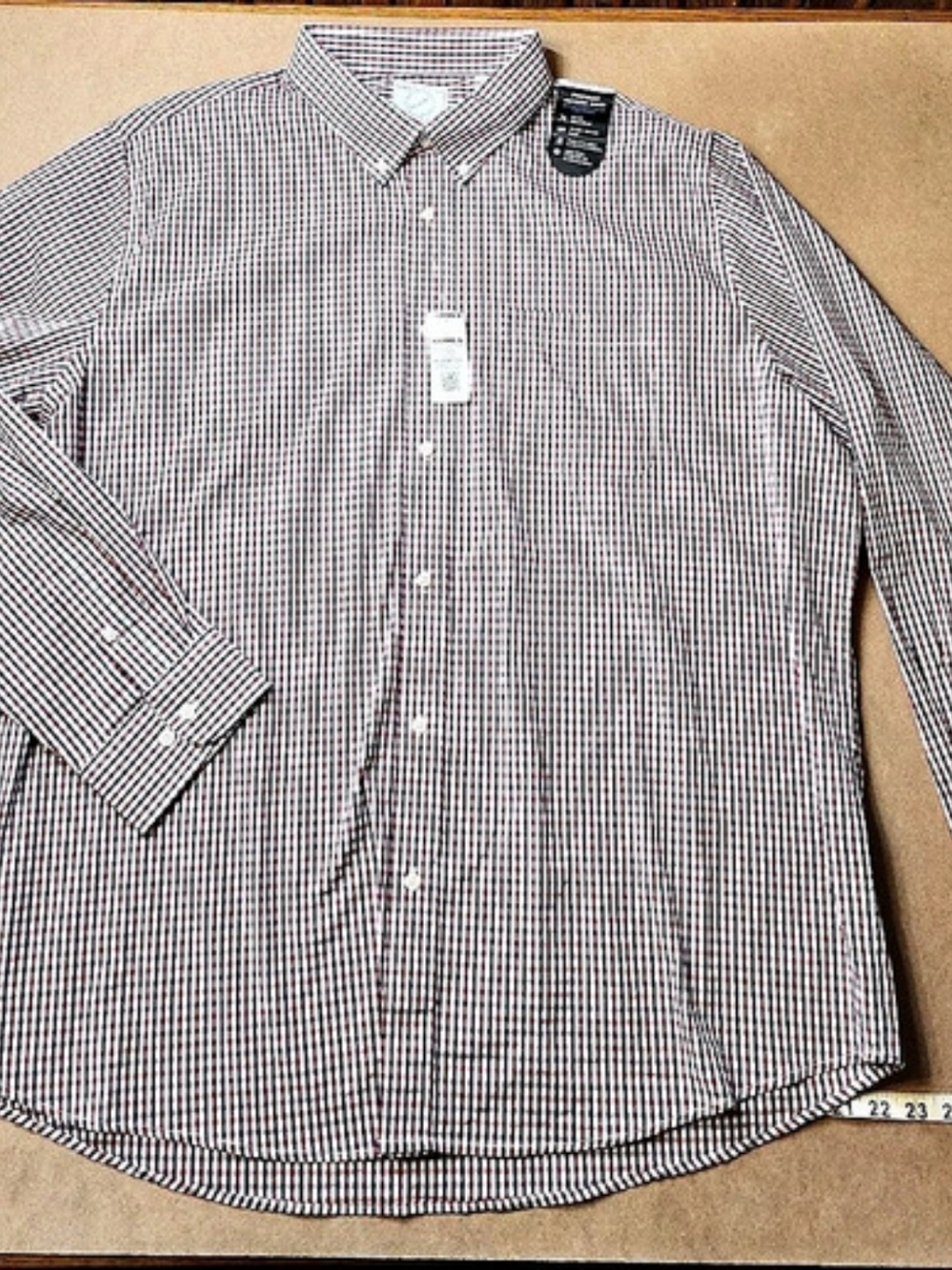 BesPOKE Classic Fit Plaid Button Down in White & Red XXL NWT